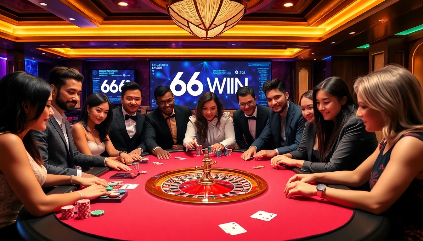 Players enjoying a thrilling game at a casino table, showcasing the excitement of 56 WIN.