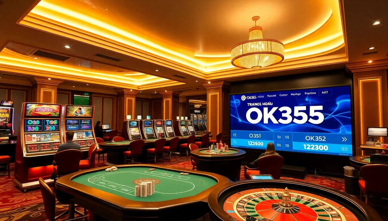 Experience high-stakes excitement at Trang chủ OK365 with vibrant casino visuals.