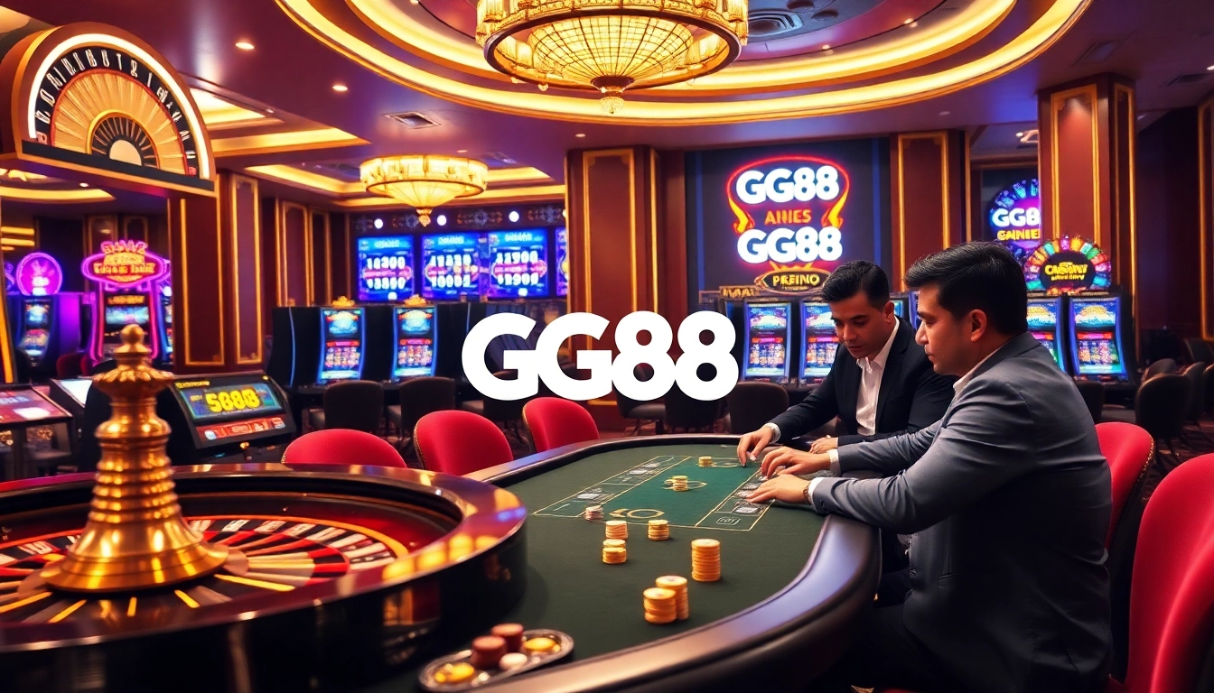 Exciting casino gameplay at GG88 with poker chips and roulette wheels.