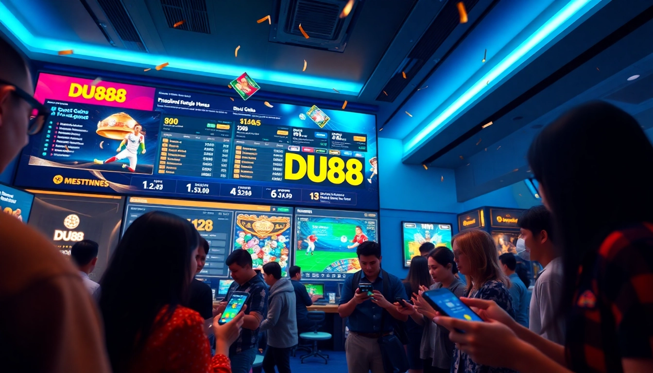 Engaging betting experience on DU88's online platform with diverse users celebrating wins.