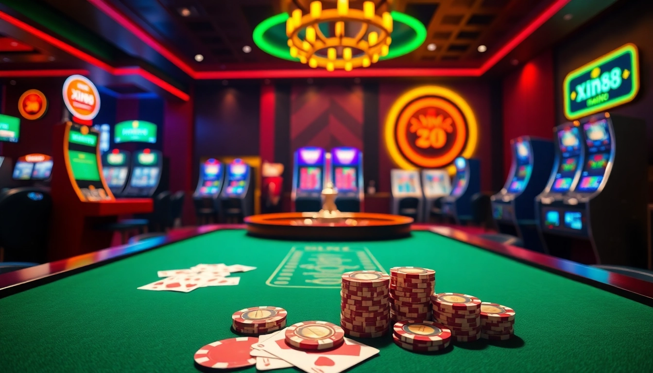 Experience excitement at xin88's luxurious online casino with high-stakes games and vibrant gaming atmosphere.