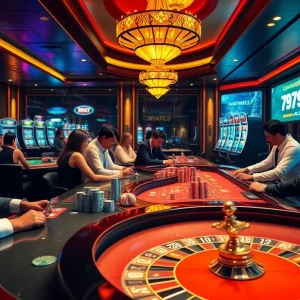 Players enjoying various casino games at 789club, capturing the excitement of gambling.