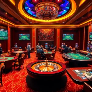 Experience excitement at https://s8esra.com/ with stylish casino tables and vibrant slot machines.