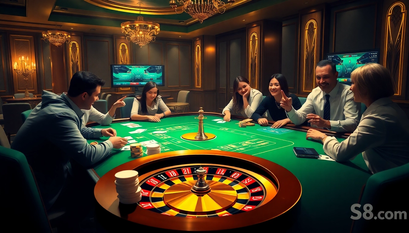 Experience the thrill of S8 com with an exciting casino scene featuring poker chips and cards.