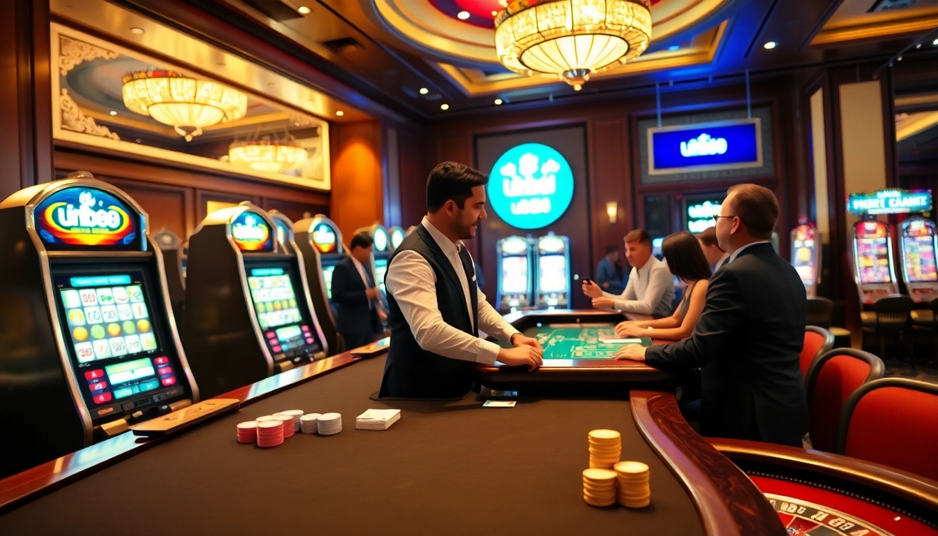 Experience the thrill of casino gaming with link u888, featuring vibrant slot machines and excited players.