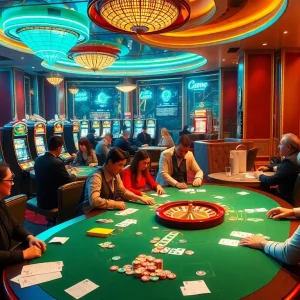 Experience exciting gameplay at https://99wina.org/ with vibrant casino tables, slot machines, and players engaged in thrilling bets.