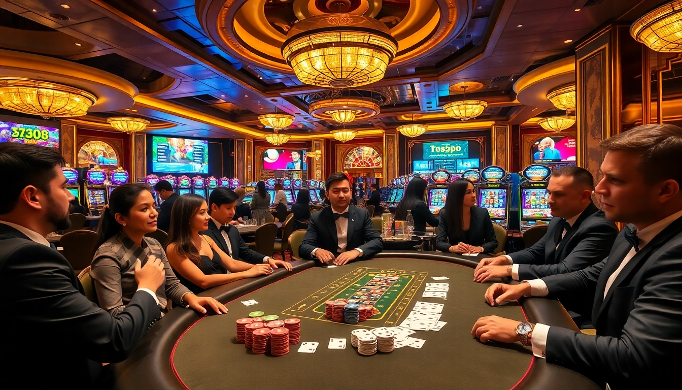 Gamblers strategizing their moves at a high-stakes poker game in tg88 casino.