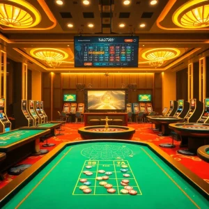 Sao789 players enjoying thrilling online casino games with vibrant tables and colorful chips.