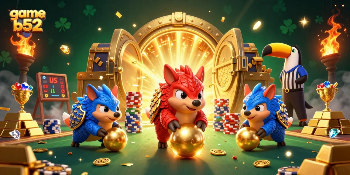 Engage with game b52's vibrant world as cartoon pangolins compete amidst casino riches.