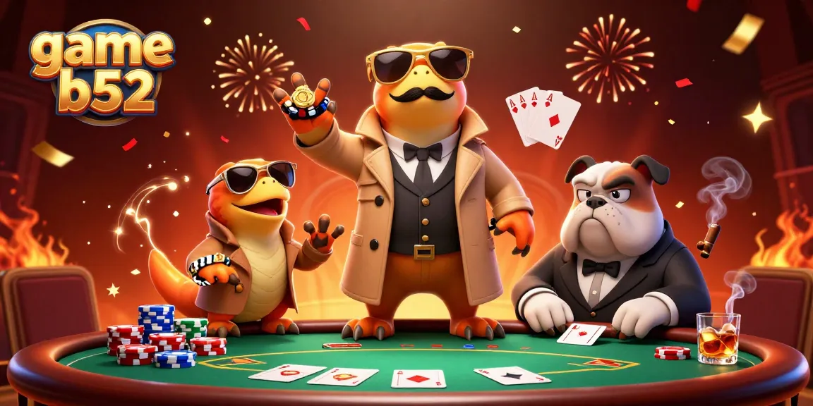 Experience thrilling action with game b52 in a fun casino scene featuring raptors and a bulldog.