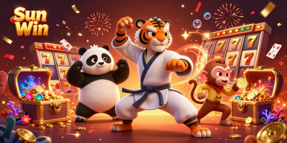 Experience exhilarating action at Sun Win with vibrant slot reels, lucky 7s, and a lively casino scene.