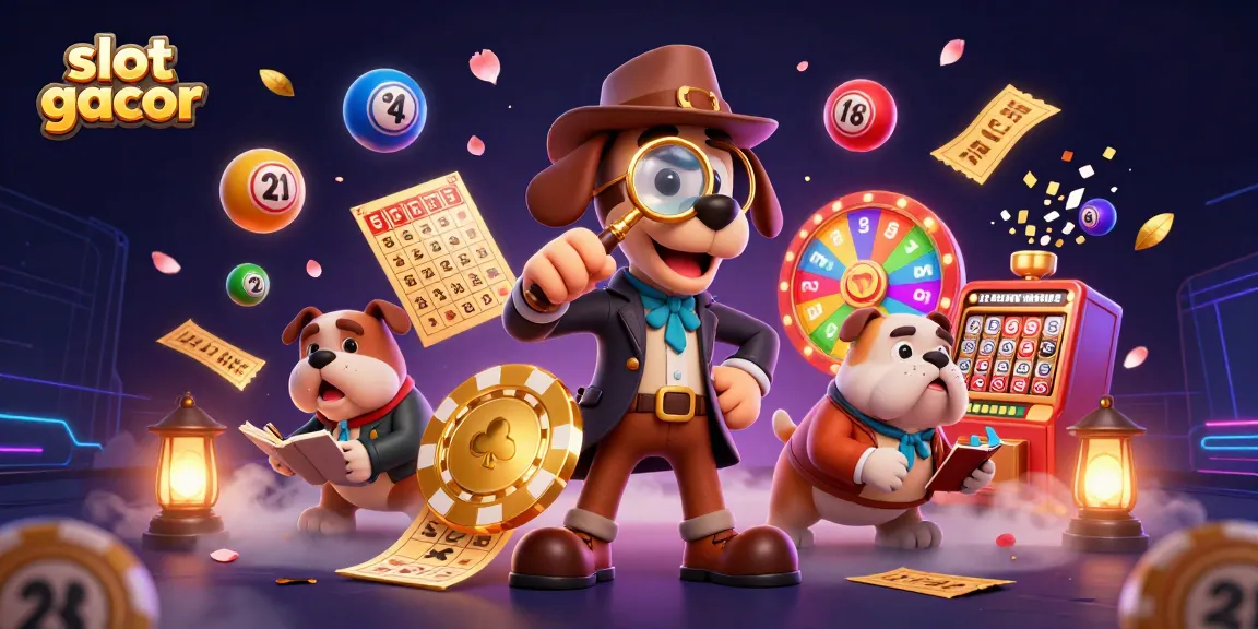 Engage in slot gacor gaming with 3D detective characters discovering clues amidst vibrant casino elements.